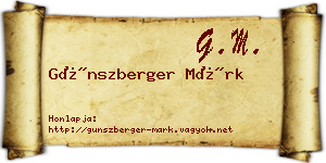 Günszberger Márk névjegykártya